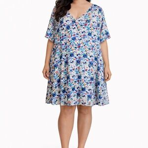 Gibson Latimer Blue Floral Mini Dress